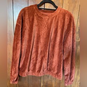 a • new day brand waffle velour shirt with elastic cuffs and at bottom  NWT